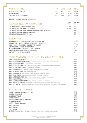 Vins, cidres et boissons chaudes